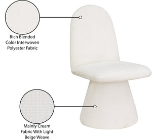 Meridian Furniture Renuar Art Deco Woven Polyester Upholstered Dining Chair with Textured Fabric for Modern Rooms Cream 869Cream-C