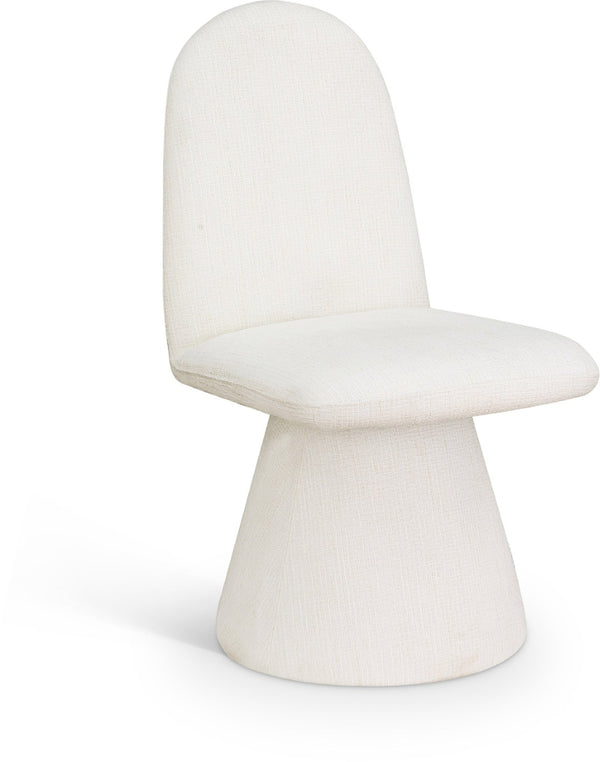 Meridian Furniture Renuar Art Deco Woven Polyester Upholstered Dining Chair with Textured Fabric for Modern Rooms Cream 869Cream-C
