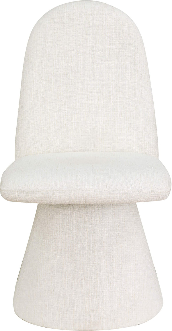 Meridian Furniture Renuar Art Deco Woven Polyester Upholstered Dining Chair with Textured Fabric for Modern Rooms Cream 869Cream-C