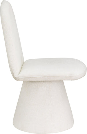 Meridian Furniture Renuar Art Deco Woven Polyester Upholstered Dining Chair with Textured Fabric for Modern Rooms Cream 869Cream-C