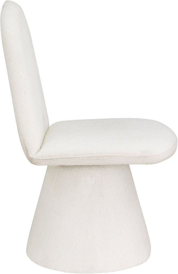 Meridian Furniture Renuar Art Deco Woven Polyester Upholstered Dining Chair with Textured Fabric for Modern Rooms Cream 869Cream-C