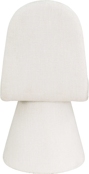 Meridian Furniture Renuar Art Deco Woven Polyester Upholstered Dining Chair with Textured Fabric for Modern Rooms Cream 869Cream-C