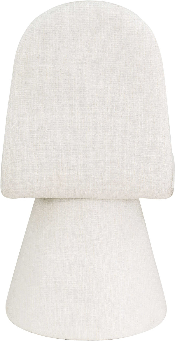Meridian Furniture Renuar Art Deco Woven Polyester Upholstered Dining Chair with Textured Fabric for Modern Rooms Cream 869Cream-C