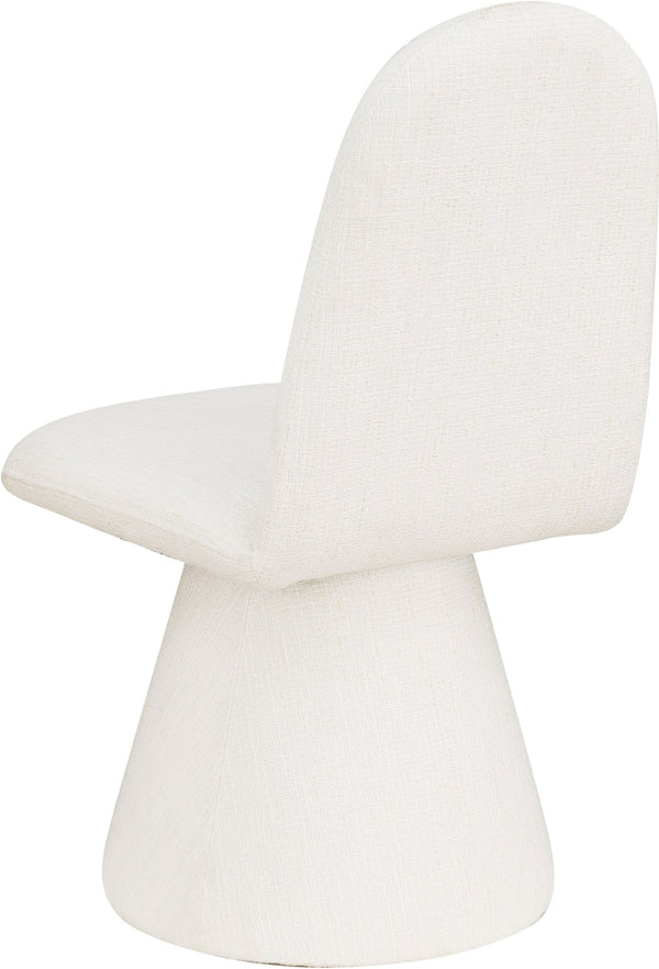 Meridian Furniture Renuar Art Deco Woven Polyester Upholstered Dining Chair with Textured Fabric for Modern Rooms Cream 869Cream-C