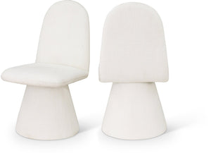 Meridian Furniture Renuar Art Deco Woven Polyester Upholstered Dining Chair with Textured Fabric for Modern Rooms Cream 869Cream-C