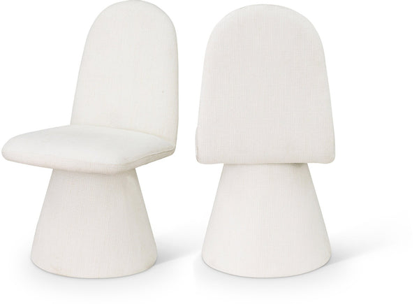 Meridian Furniture Renuar Art Deco Woven Polyester Upholstered Dining Chair with Textured Fabric for Modern Rooms Cream 869Cream-C
