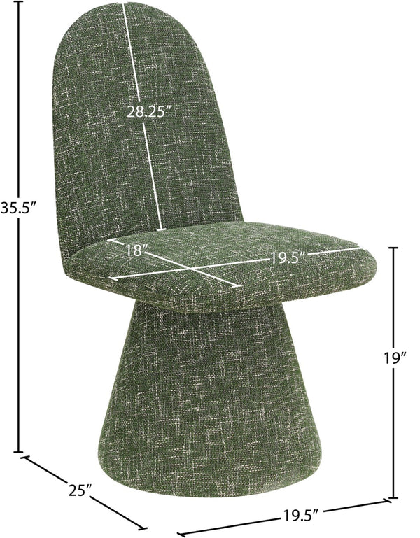 Meridian Furniture Renuar Art Deco Woven Polyester Upholstered Dining Chair with Textured Fabric for Modern Rooms Green 869Green-C