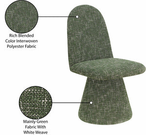 Meridian Furniture Renuar Art Deco Woven Polyester Upholstered Dining Chair with Textured Fabric for Modern Rooms Green 869Green-C