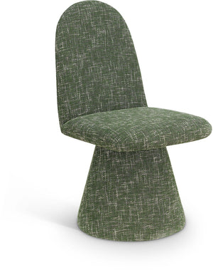 Meridian Furniture Renuar Art Deco Woven Polyester Upholstered Dining Chair with Textured Fabric for Modern Rooms Green 869Green-C