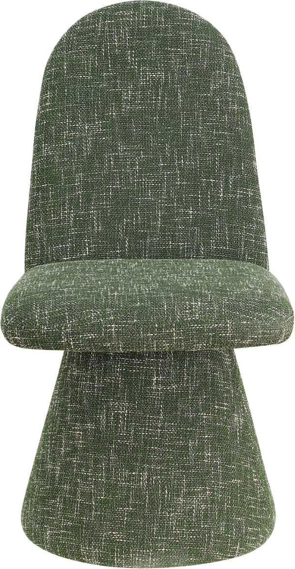 Meridian Furniture Renuar Art Deco Woven Polyester Upholstered Dining Chair with Textured Fabric for Modern Rooms Green 869Green-C