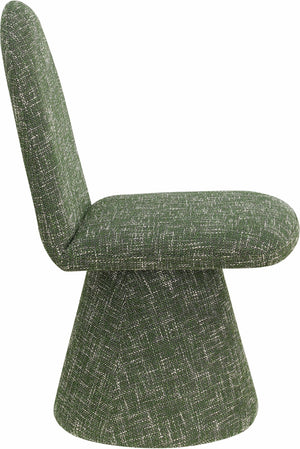Meridian Furniture Renuar Art Deco Woven Polyester Upholstered Dining Chair with Textured Fabric for Modern Rooms Green 869Green-C