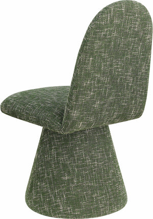Meridian Furniture Renuar Art Deco Woven Polyester Upholstered Dining Chair with Textured Fabric for Modern Rooms Green 869Green-C