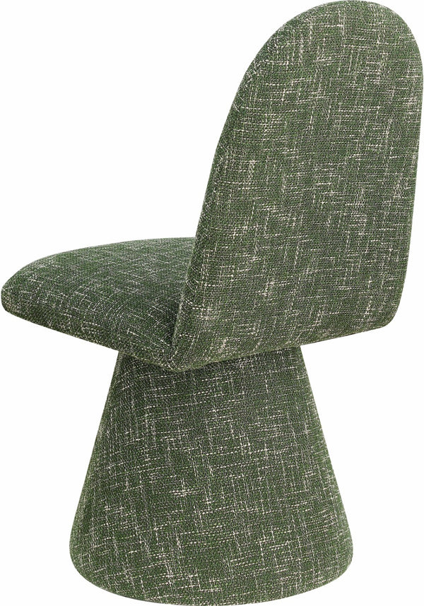 Meridian Furniture Renuar Art Deco Woven Polyester Upholstered Dining Chair with Textured Fabric for Modern Rooms Green 869Green-C