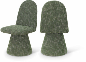 Meridian Furniture Renuar Art Deco Woven Polyester Upholstered Dining Chair with Textured Fabric for Modern Rooms Green 869Green-C