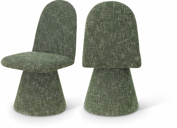Meridian Furniture Renuar Art Deco Woven Polyester Upholstered Dining Chair with Textured Fabric for Modern Rooms Green 869Green-C