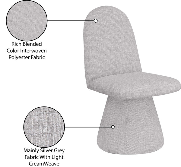 Meridian Furniture Renuar Art Deco Woven Polyester Upholstered Dining Chair with Textured Fabric for Modern Rooms Grey 869Grey-C