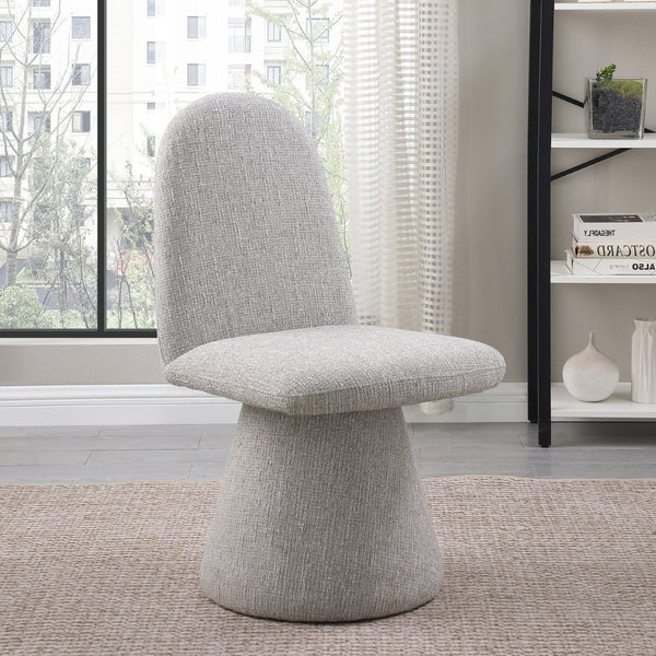 Meridian Furniture Renuar Art Deco Woven Polyester Upholstered Dining Chair with Textured Fabric for Modern Rooms Grey 869Grey-C