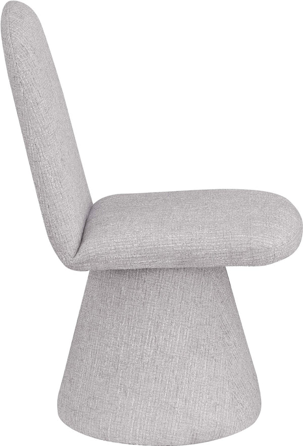 Meridian Furniture Renuar Art Deco Woven Polyester Upholstered Dining Chair with Textured Fabric for Modern Rooms Grey 869Grey-C