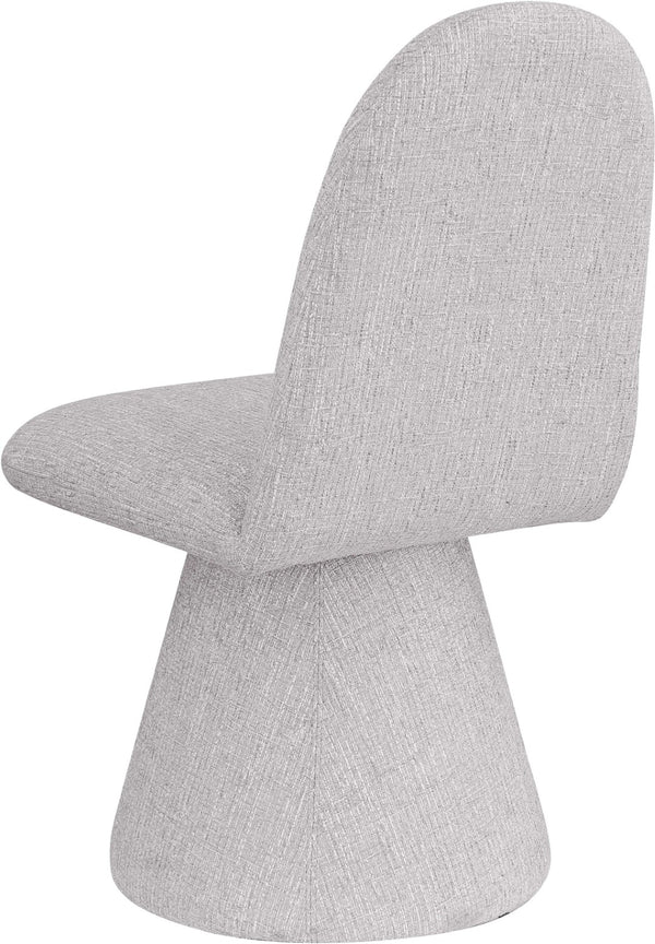 Meridian Furniture Renuar Art Deco Woven Polyester Upholstered Dining Chair with Textured Fabric for Modern Rooms Grey 869Grey-C