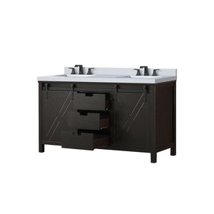 English Elm Brown Double Bath Vanity With Cultured Marble Top & Faucet Set – Stylish Storage Solution For Your Home B2731P260138