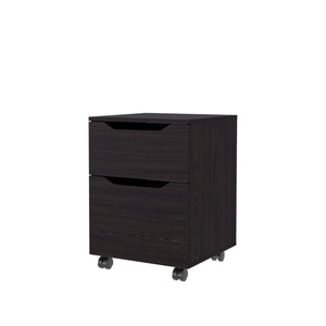 English Elm Wengue Nightstand with Door & Drawer on Casters — Space-Saving 30" H x 46" W Contemporary Storage Solution B062P323158
