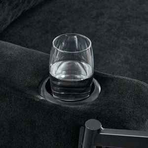 English Elm Modern Chenille Pull-Out Bed Sofa With Led Lights, Usb Ports, Cup Holders & Retractable Table, Black W1413S00098