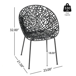 English Elm Christopher Knight Home® - Neiman Outdoor Dining Chair Set of 2 with Weather-Resistant Iron Frame and Perforated Diamond Design Black N775P256374B