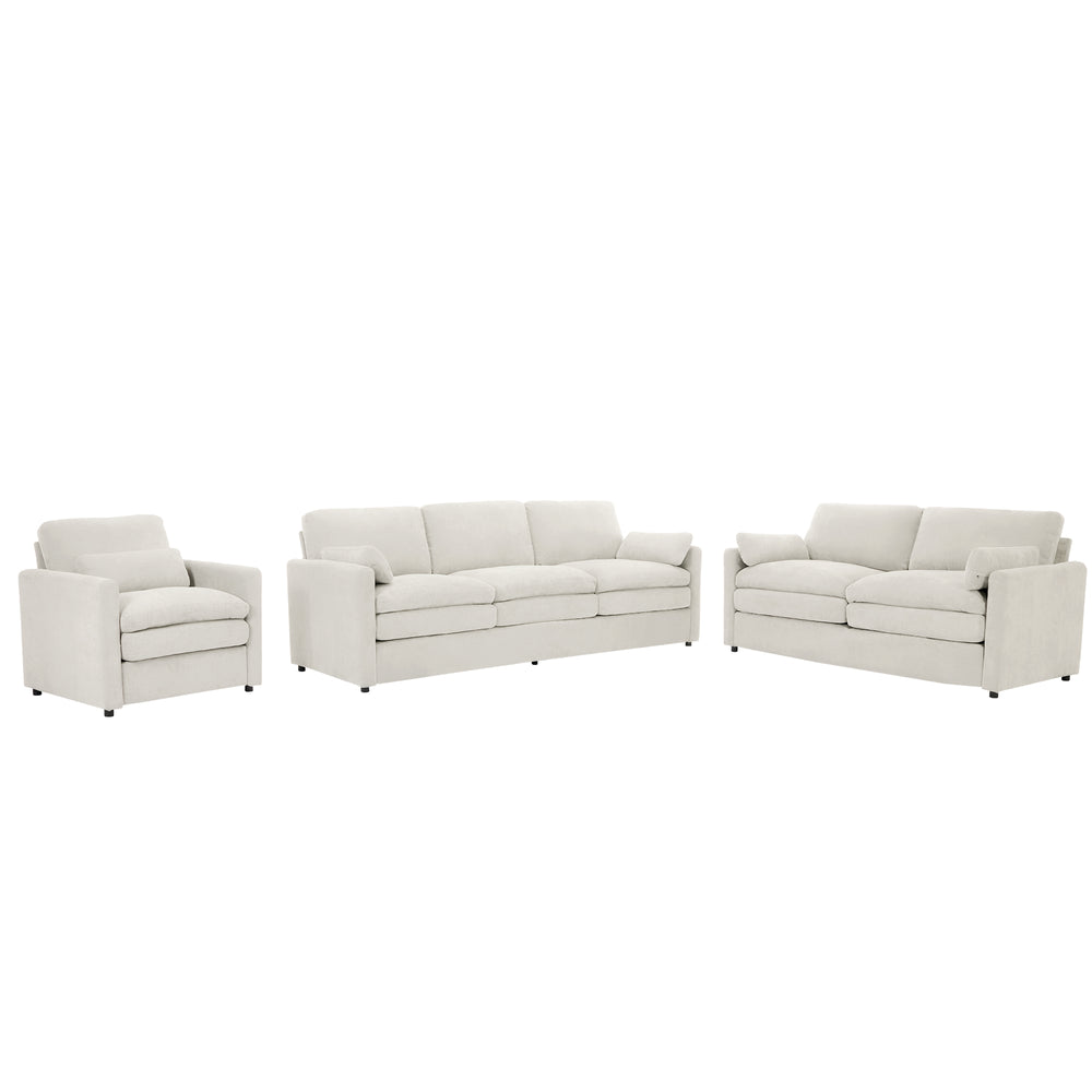 English Elm Cozy Oversized Chenille Sofa Set - Cloud-Like Comfort With Double Cushions & Ergonomic Design, Beige N719S001920A