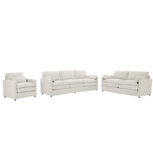 English Elm Cozy Oversized Chenille Sofa Set - Cloud-Like Comfort With Double Cushions & Ergonomic Design, Beige N719S001920A