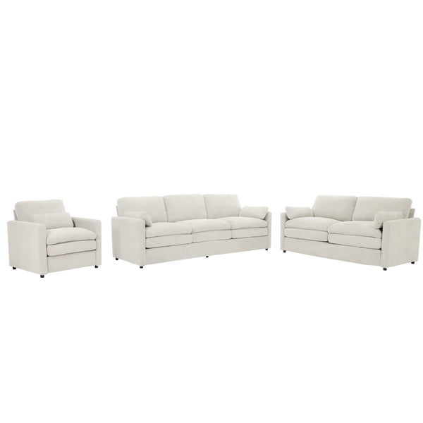 English Elm Cozy Oversized Chenille Sofa Set - Cloud-Like Comfort With Double Cushions & Ergonomic Design, Beige N719S001920A