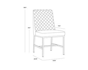 Sunpan LEIGHLAND DINING CHAIR - Timeless Tufted Elegance with Antique Brass Frame for Sophisticated Spaces Grey 104912V