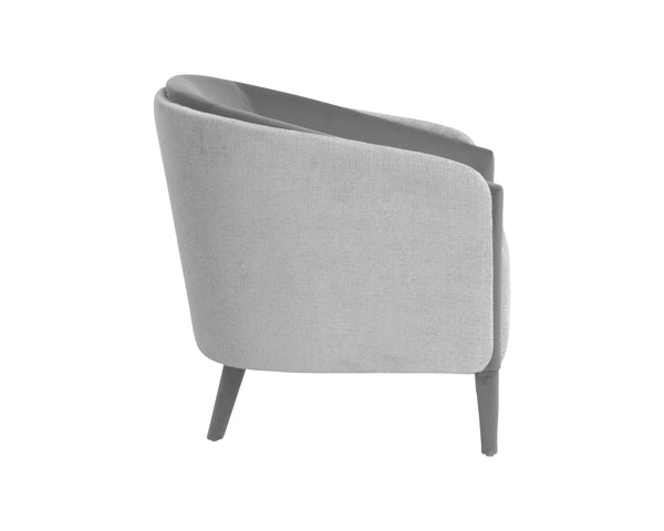 Sunpan Sheva Armchair - Elegant Barrel Back Design, Luxurious Upholstered Comfort for Any Modern Space San Remo Winter Cloud / Antonio Charcoal