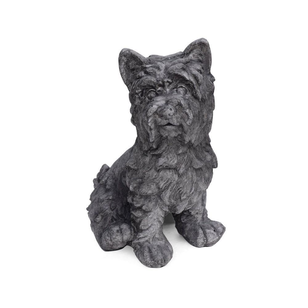 English Elm Christopher Knight Home® - CRICKET Terrier Cast Stone Garden Statue in Antique Gray Finish — Durable Outdoor Accent, 15"H 65285.00GRY