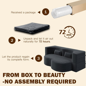 English Elm Modern Full Size Folding Sofa Bed with Plush Corduroy, 2 Pillows, 15" Foam Mattress, No Assembly Required DARK GREY W1885P347083