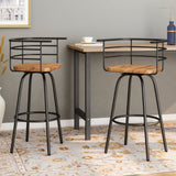 Christopher Knight Home® - Noble House - Frothingham Industrial Modern 29" Swivel Barstool with Rubberwood Seat, Dark Brown and Gray - Set of 2