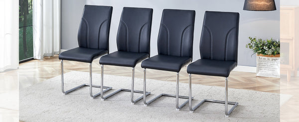 English Elm 2 High Back Pu Leather Dining Chairs with Tailored Stitching for Modern Home Seating W1151P203802
