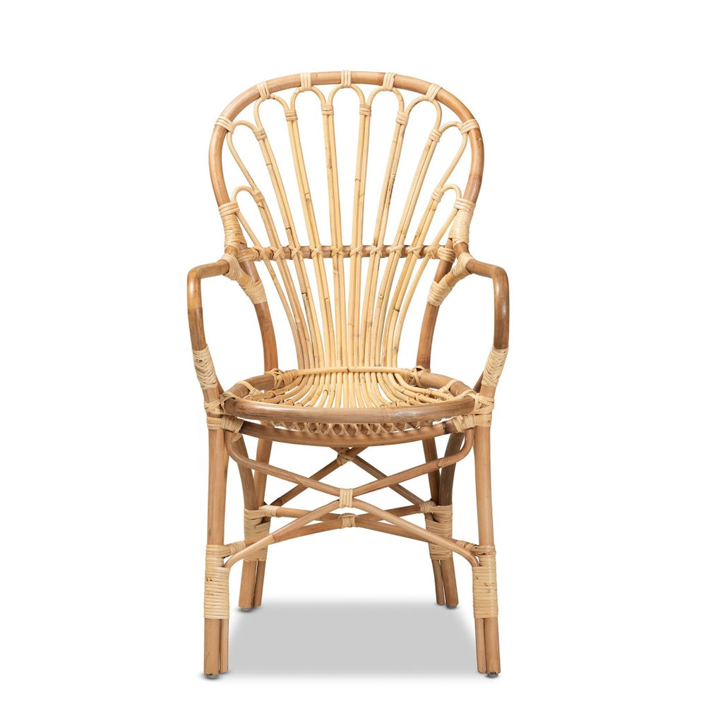English Elm Modern Handwoven Rattan Dining Chair with Open Loop Back for Organic Spaces B2750P470030