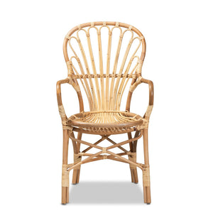 English Elm Modern Handwoven Rattan Dining Chair with Open Loop Back for Organic Spaces B2750P470030