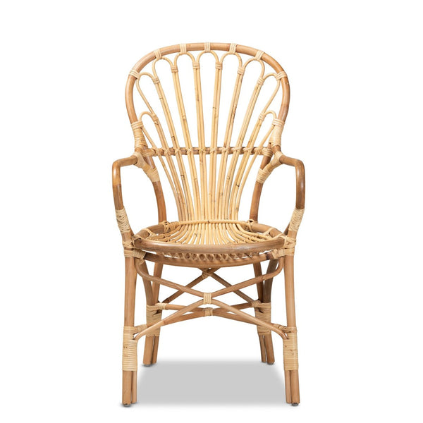 English Elm Modern Handwoven Rattan Dining Chair with Open Loop Back for Organic Spaces B2750P470030