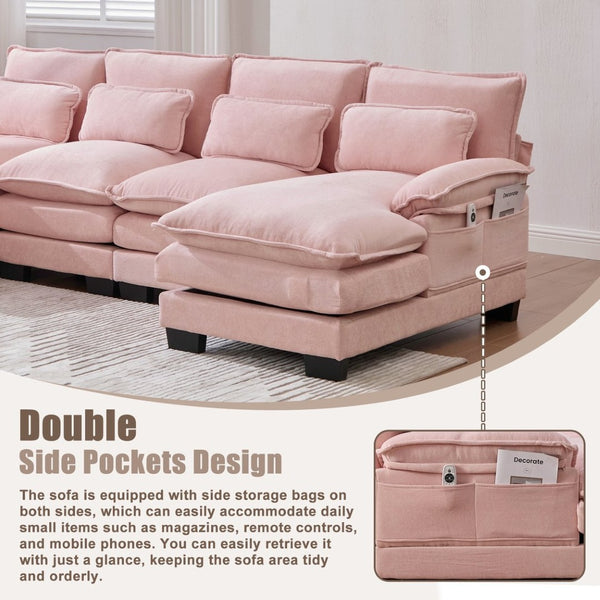 English Elm United We Win U-Shaped Modular Cloud Couch, 110" Chenille Sectional With Memory Foam & Storage W1568S00236-GIGA