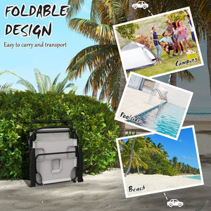 English Elm Outsunny Adjustable Tanning Chaise Lounge Chair With Face & Arm Holes, Portable Beach Comfort W2225P200863-GIGA