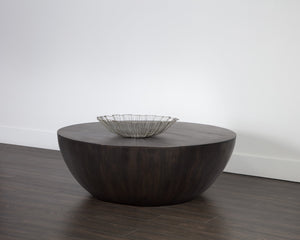 Sunpan Kinsley Coffee Table – Handcrafted Round Drum Design from Solid Mango Wood for Unique Spaces Small - 48W x 48D x 17.25H