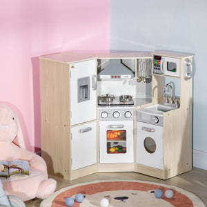 English Elm Qaba Wooden Corner Play Kitchen with Sound Effects Ice Maker and Full Appliance Suite W2225P217657