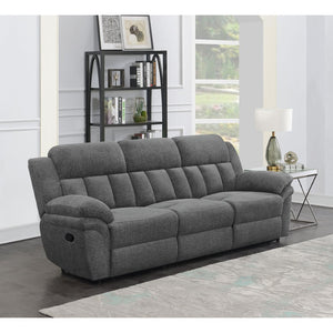 English Elm Divine Charcoal Fabric Reclining Sofa with Diamond Tufting and Pillowtop Arms B062S01412