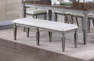 English Elm Light Grey Upholstered Dining Bench with Foam Cushion Rubberwood Frame Seats Two B011P287309