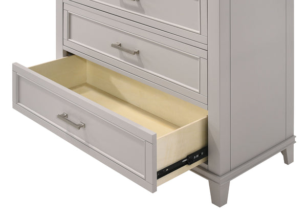 English Elm Gray 5 Drawer Chest Solid Wood+MDF | French Dovetail Drawers, Transitional Design, Custom Hardware B2699P236723