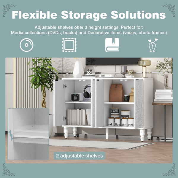 English Elm Vibe 47.2'' Modern Tv Stand - Stylish Media Console With Spacious Storage & Solid Wood Legs For Safety N724P233372K-GIGA