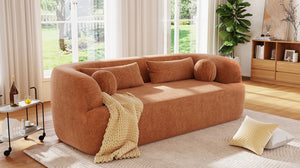 English Elm [new]86" Chenille Cloud Sofa Curved Legless 3-seater with Pocket Springs for Living Room Orange N723P404465G