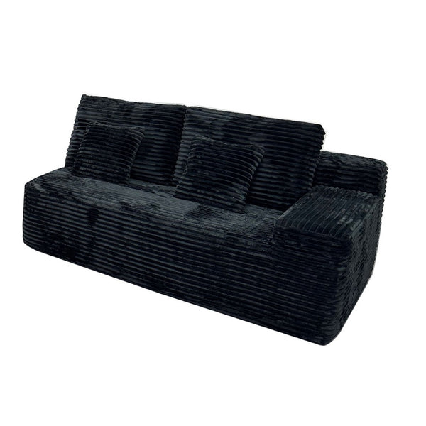 English Elm Sofa With Right Arm Facing Sectional In Sleek Black - Modern Comfort, Storage & Built-In Tech Features W579P333618-GIGA