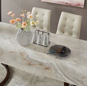 English Elm Retractable Sintered Stone Extendable Dining Table Seats Eight with Steel Base W5630S00001